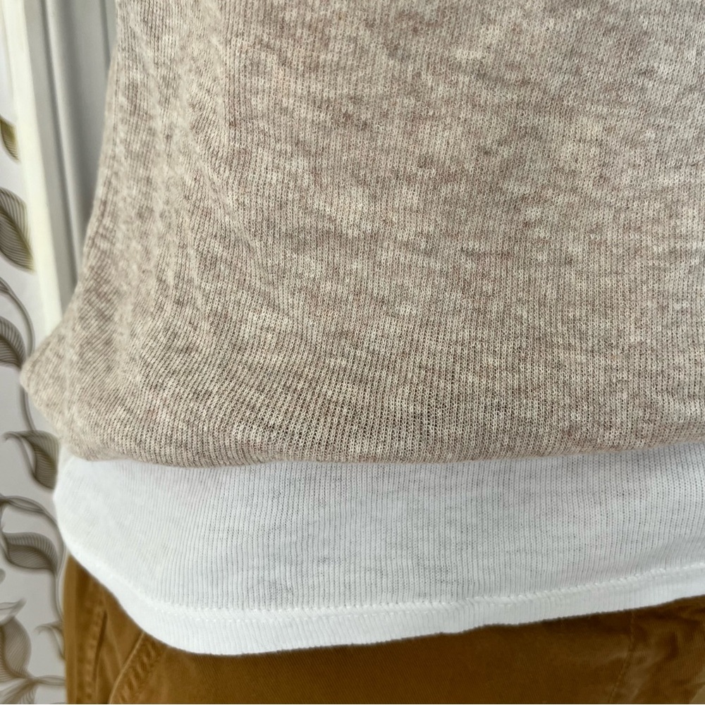 Zara Asymmetrical Double Layer TShirt Beige Sz.L - Picture 7 of 9